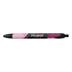 Brushstrokes shades of hot pink name with monogram pen