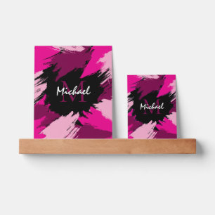 Brushstrokes shades of hot pink name with monogram picture ledge