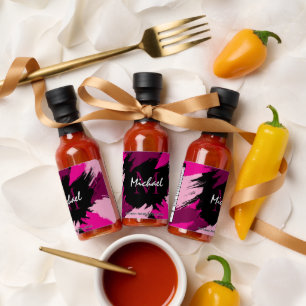 Brushstrokes shades of hot pink name with monogram sauces