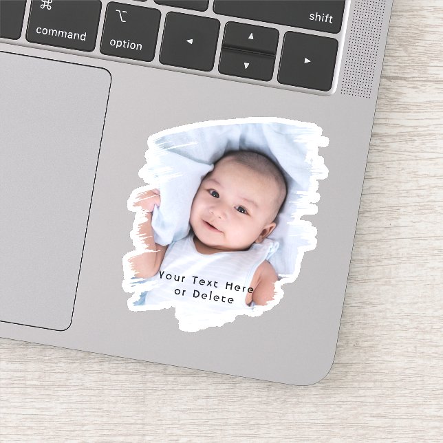 Brushstrokes & Simple Typography Cute Photo Vinyl Sticker (Detail)