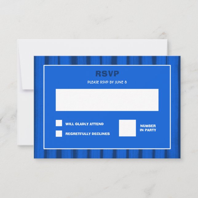 Brushstrokes Stripes Blue Custom Bar Bat Mitzvah RSVP Card (Front)