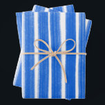 Brushstrokes Stripes Blue White Chic Hanukkah  Wrapping Paper Sheets<br><div class="desc">I hope you like this simple hand made  gift wrap design. I have matching items like invitations,  stickers,  cards,  gift tags,  envelopes and more! Pleas contact me if you'd like something custom.</div>