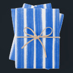 Brushstrokes Stripes Blue White Chic Hanukkah  Wrapping Paper Sheets<br><div class="desc">I hope you like this simple hand made  gift wrap design. I have matching items like invitations,  stickers,  cards,  gift tags,  envelopes and more! Pleas contact me if you'd like something custom.</div>
