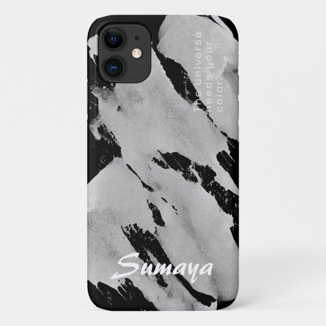 Brushy Black & Grey iPhone 11 Case | Customizable (Back)