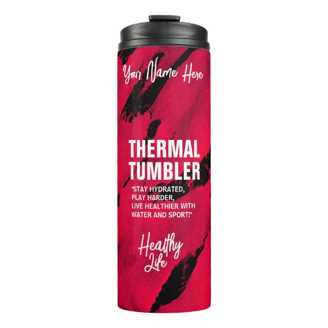 Brushy Black Pink Thermal Tumbler  (Front)