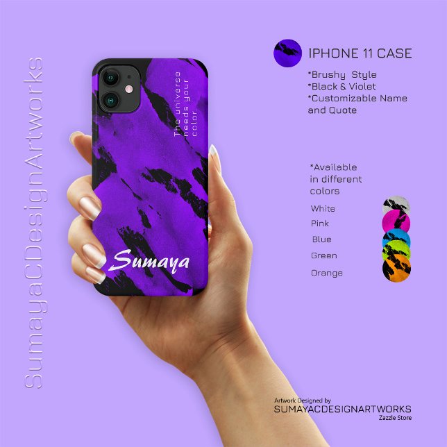 Brushy Black Violet iPhone 11 Case | Customizable (Brushy Black Violet iPhone 11 Case | Customizable)