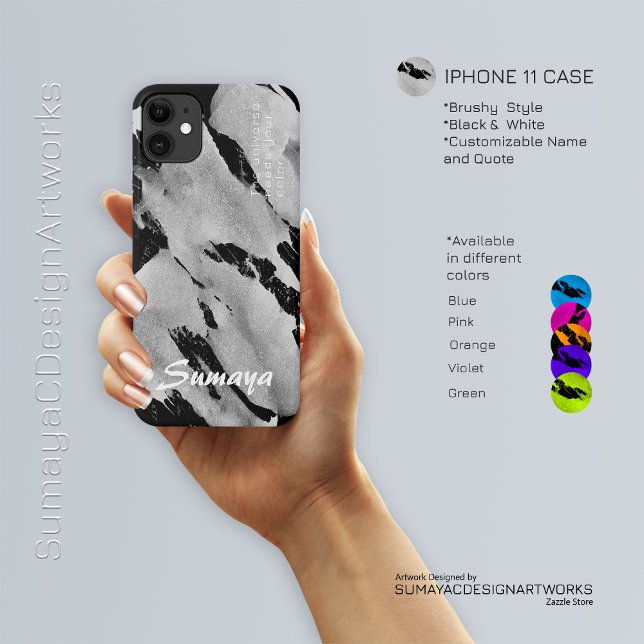 Brushy Black & White iPhone 11 Case | Customizable (Brushy Black & White iPhone 11 Case | Customizable)