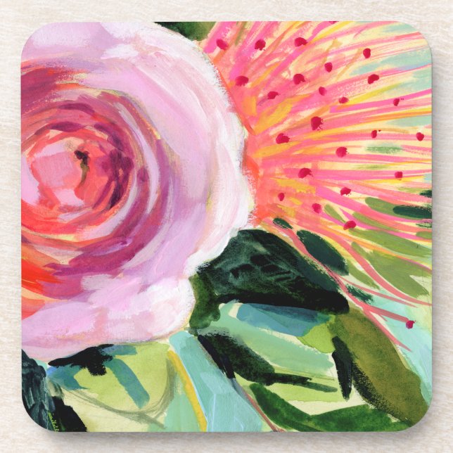 Brushy Floral I Beverage Coaster (Front)