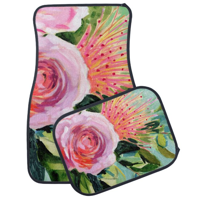 Brushy Floral I Car Floor Mat (Set)
