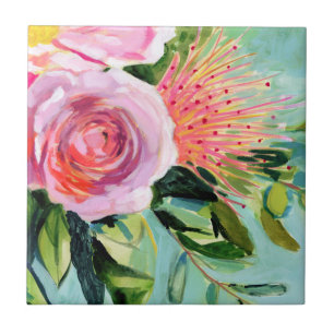 Brushy Floral I Ceramic Tile