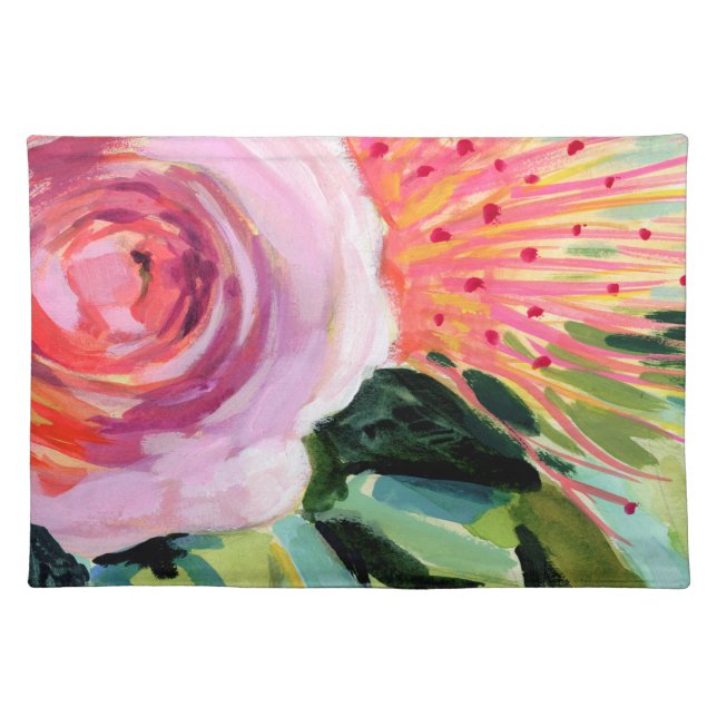 Brushy Floral I Cloth Placemat (Front)