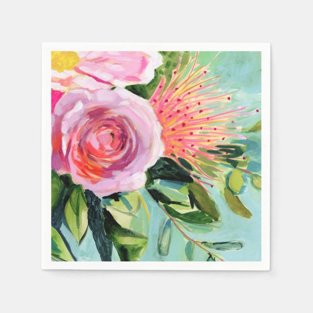 Brushy Floral I Napkins (Front)