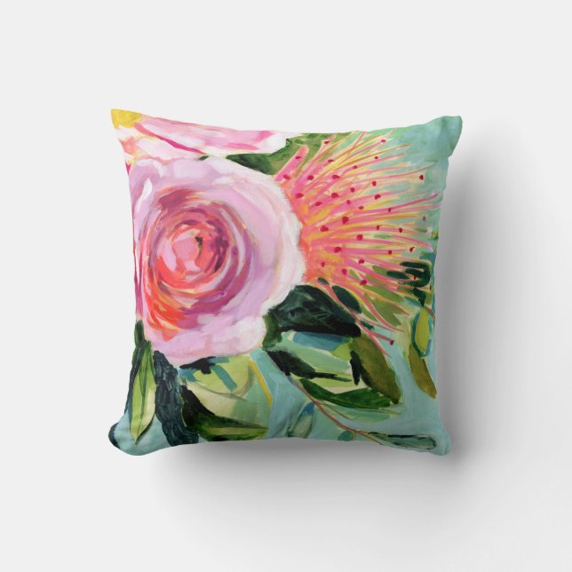 Brushy Floral I Throw Pillow (Front)
