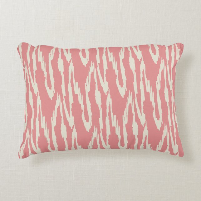 Brushy Ikat  Blush & Off White Accent Pillow (Front)
