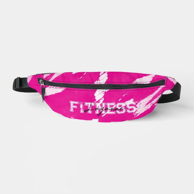 Brushy Pink White Black  Fanny Pack (Front)