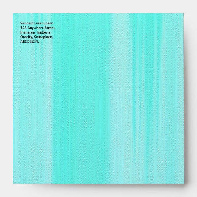 Brushy Turquoise Painted Canvas Texture Effect Envelope (Front)
