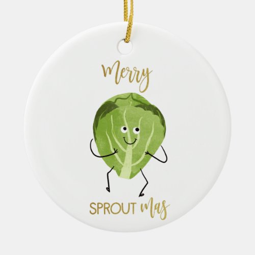 brussel sprout funny christmas greetings green ceramic ornament