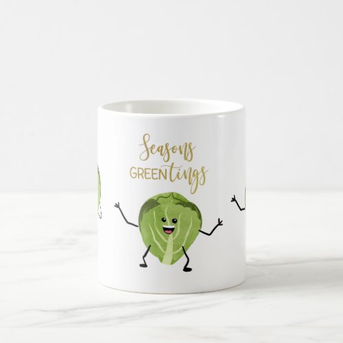 brussel sprout funny christmas greetings green coffee mug