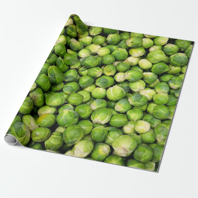 Brussel Sprouts Green Vegetable Fun Wrapping Paper (Unrolled)