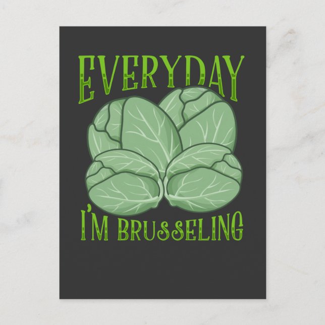 Brussel Sprouts Plant Veganism Pun Vegan Humor Postcard (Front)