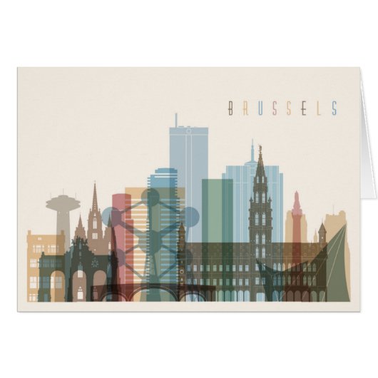 Brussels, Belgium | City Skyline Cards (Front Horizontal)
