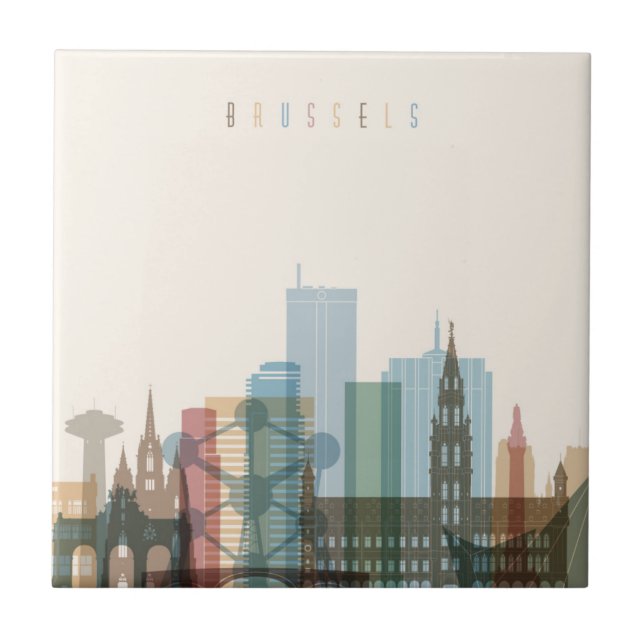 Brussels, Belgium | City Skyline Ceramic Tile (Front)