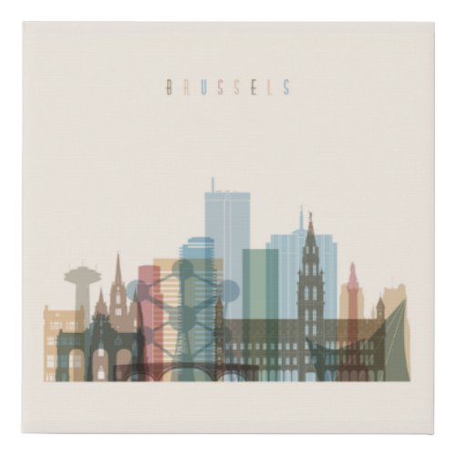 Brussels Belgium  City Skyline Faux Canvas Print