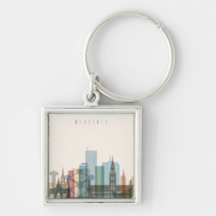 Brussels, Belgium City Skyline Keychain