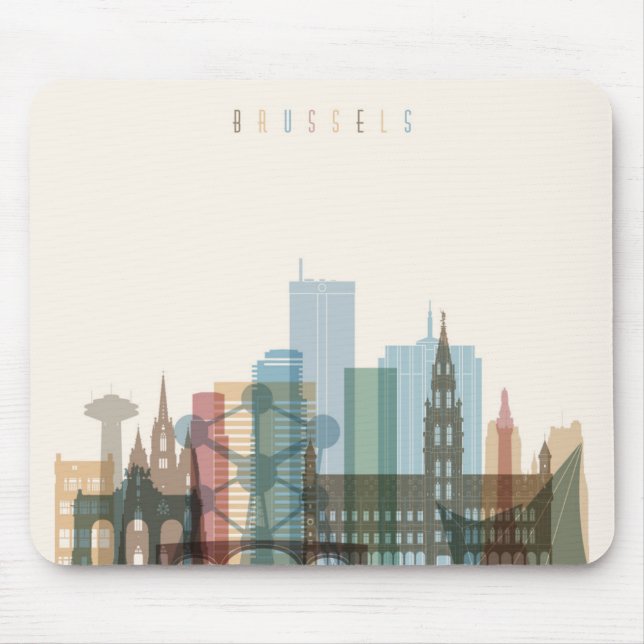 Brussels, Belgium | City Skyline Mouse Pad (Front)