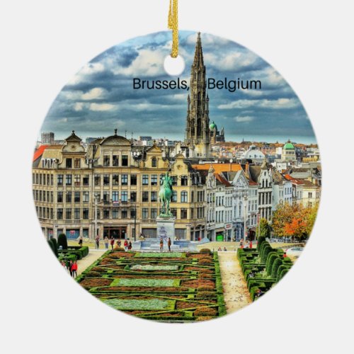 Brussels Belgium cityscape photo Ceramic Ornament