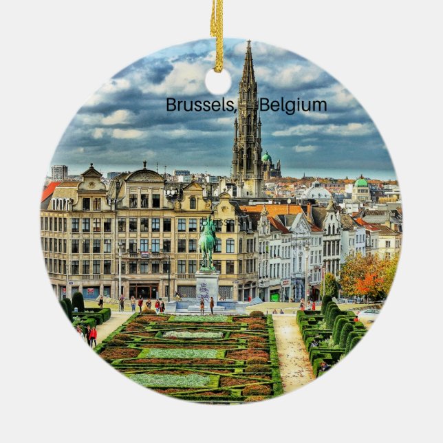 Brussels, Belgium cityscape photo Ceramic Ornament (Back)
