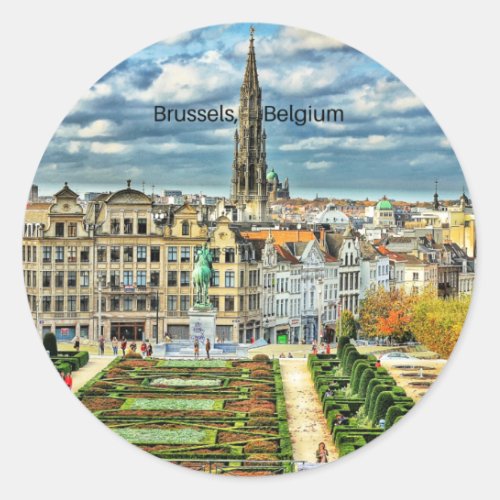 Brussels Belgium cityscape photo Classic Round Sticker