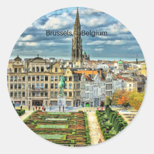 Brussels, Belgium cityscape photo Classic Round Sticker