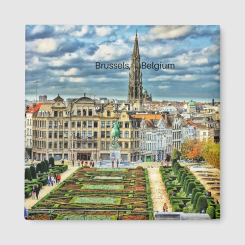 Brussels Belgium cityscape photo Magnet