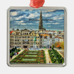 Brussels, Belgium cityscape photo Metal Ornament