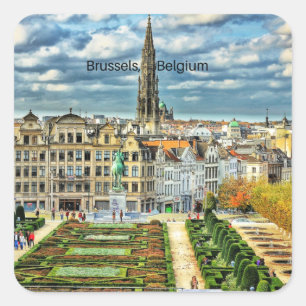 Brussels, Belgium cityscape photo Square Sticker
