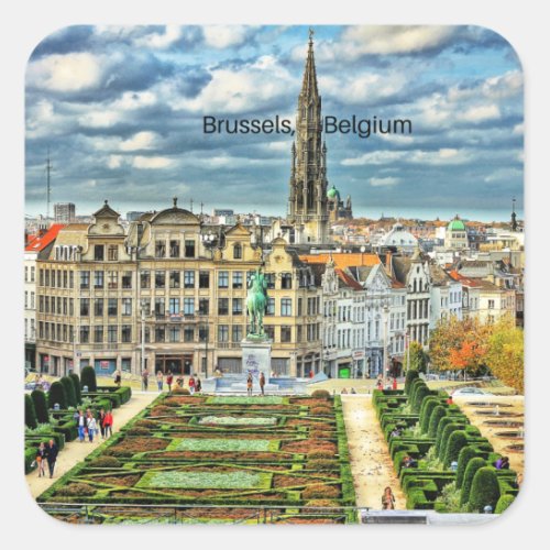 Brussels Belgium cityscape photo Square Sticker