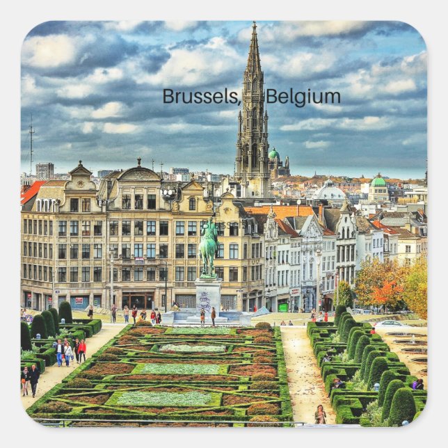 Brussels, Belgium cityscape photo Square Sticker (Front)
