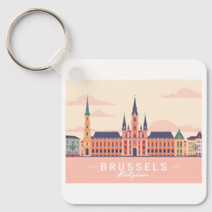 Brussels Belgium Grand Place Pastel Travel Keychain
