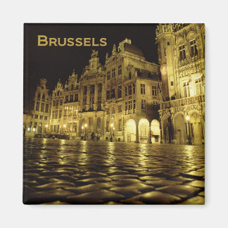 Brussels Belgium Nighttime Souvenir Fridge Magnets