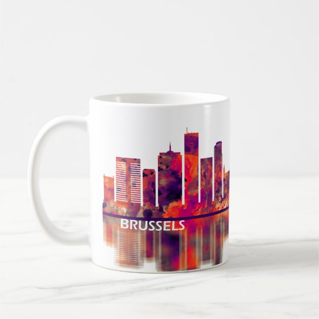 Brussels Belgium Skyline Coffee Mug (Left)