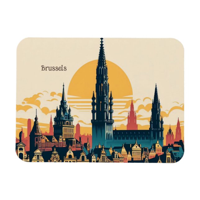 Brussels, Belgium stylist painting Magnet (Horizontal)