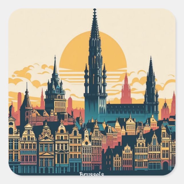 Brussels, Belgium stylist painting Square Sticker (Front)