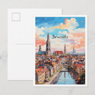 Brussels Belgium Travel Aesthetic Postcard