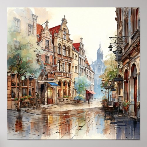 Brussels Belgium Travel Watercolor Art Print 