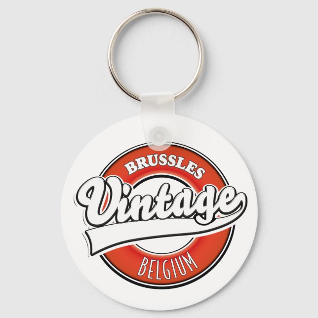 Brussels Belgium vintage logo Keychain (Front)