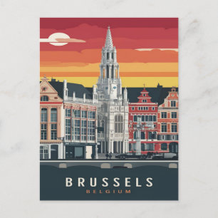 Brussels, Belgium Vintage Painting Postcard