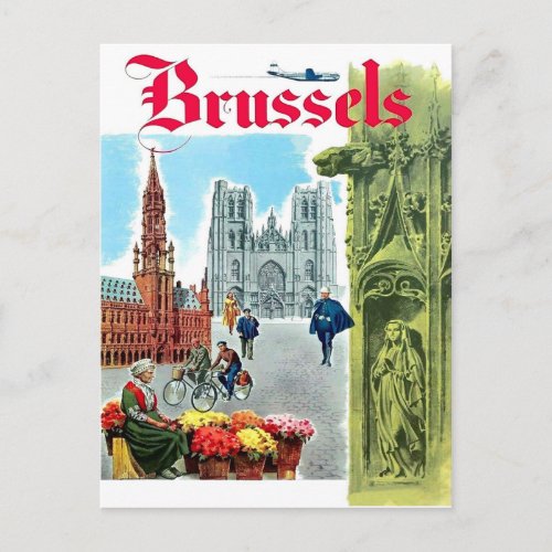 Brussels city centre Belgium Vintage travel Postcard
