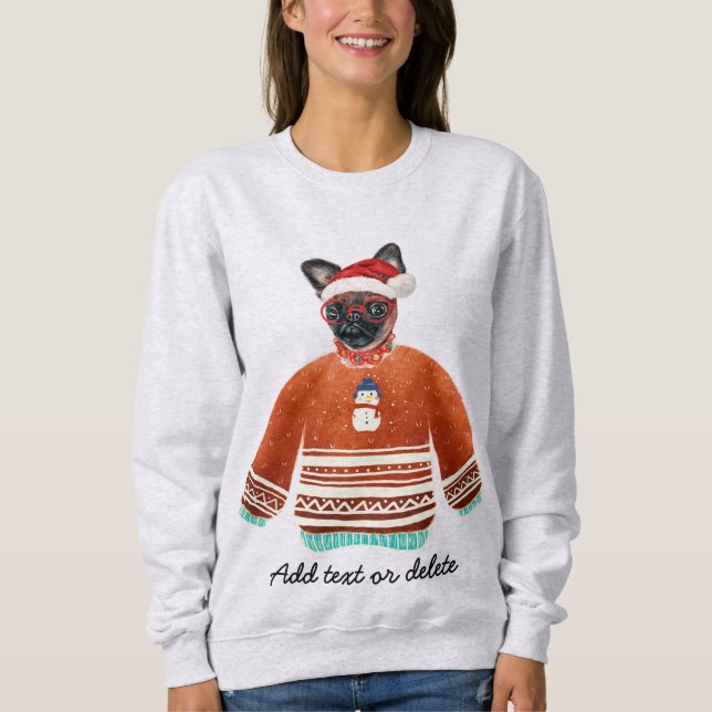 Brussels Dog Ugly Christmas Dog Mom Sweatshirt (Front)