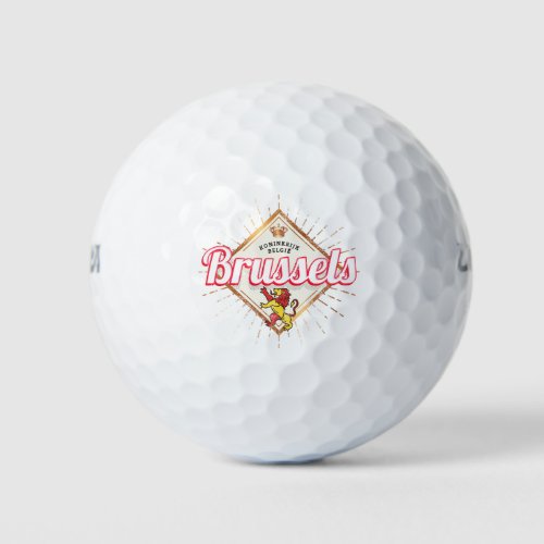 Brussels Europe Capital Belgium Retro Lion Vintage Golf Balls